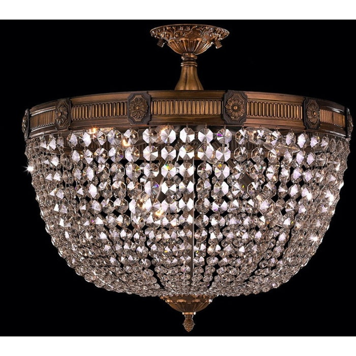 Winchester Antique Bronze Clear Crystal 4 Light Semi-Flushmount - Semi-Flushmounts