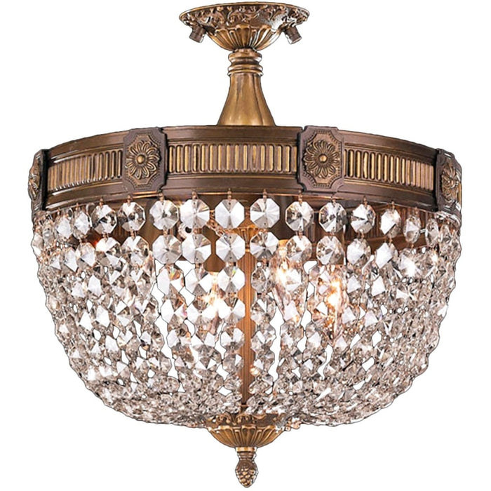 Winchester Antique Bronze Clear Crystal 4 Light Semi-Flushmount - Semi-Flushmounts