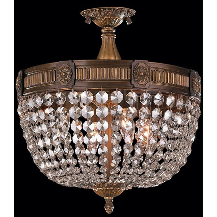 Winchester Antique Bronze Clear Crystal 4 Light Semi-Flushmount - Semi-Flushmounts