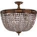 Winchester Antique Bronze Clear Crystal 4 Light Semi-Flushmount - Semi-Flushmounts
