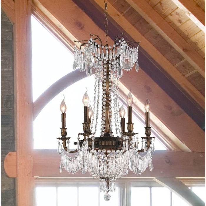 Winchester Antique Bronze Clear Crystal 9 Light Chandelier - Chandeliers
