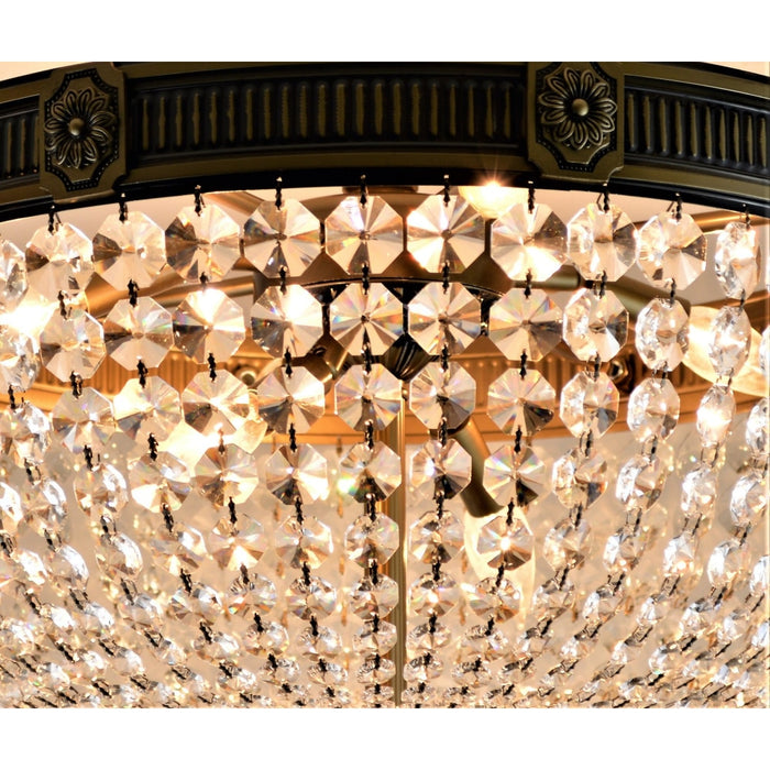 Winchester Antique Bronze Clear Crystal 9 Light Semi-Flushmount - Semi-Flushmounts