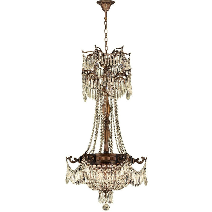 Winchester Antique Bronze Golden Teak Crystal 3 Light Chandelier - Chandeliers