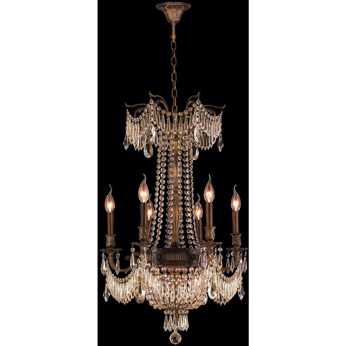 Winchester Antique Bronze Golden Teak Crystal 9 Light Chandelier - Chandeliers