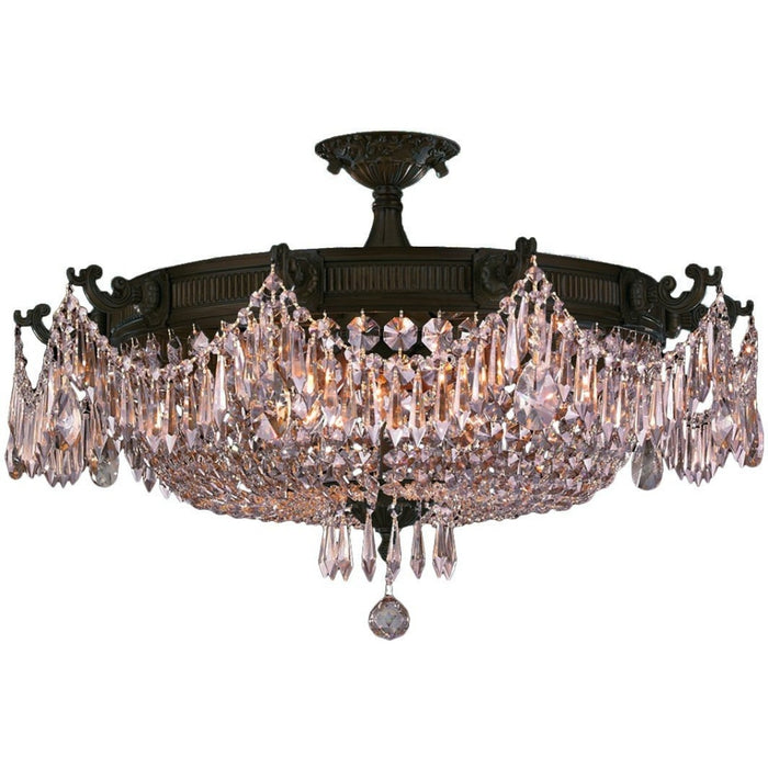 Winchester Dark Bronze Clear Crystal 10 Light Semi-Flushmount - Semi-Flushmounts