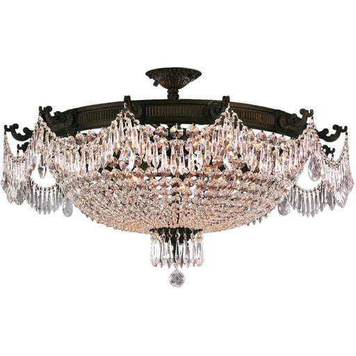 Winchester Dark Bronze Clear Crystal 12 Light Semi-Flushmount - Semi-Flushmounts