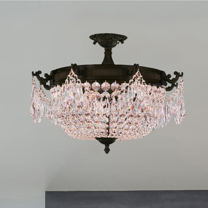 Winchester Dark Bronze Clear Crystal 4 Light Semi-Flushmount - Semi-Flushmounts