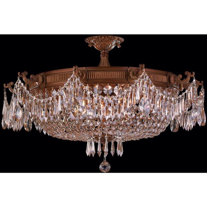 Winchester French Gold Clear Crystal 10 Light Semi-Flushmount - Semi-Flushmounts