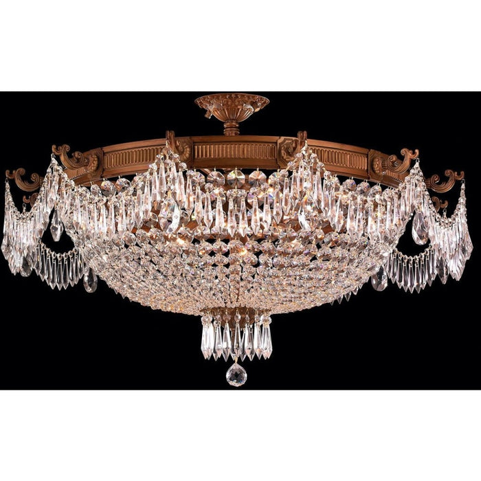 Winchester French Gold Clear Crystal 12 Light Semi-Flushmount - Semi-Flushmounts