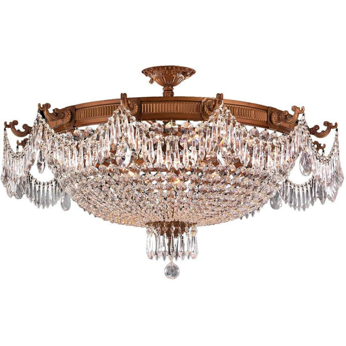 Winchester French Gold Clear Crystal 12 Light Semi-Flushmount - Semi-Flushmounts