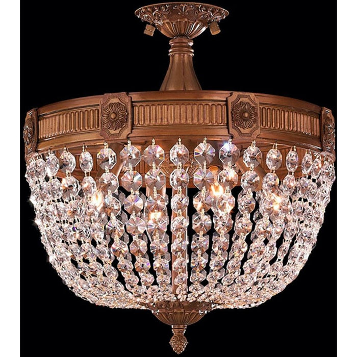 Winchester French Gold Clear Crystal 4 Light Semi-Flushmount - Semi-Flushmounts