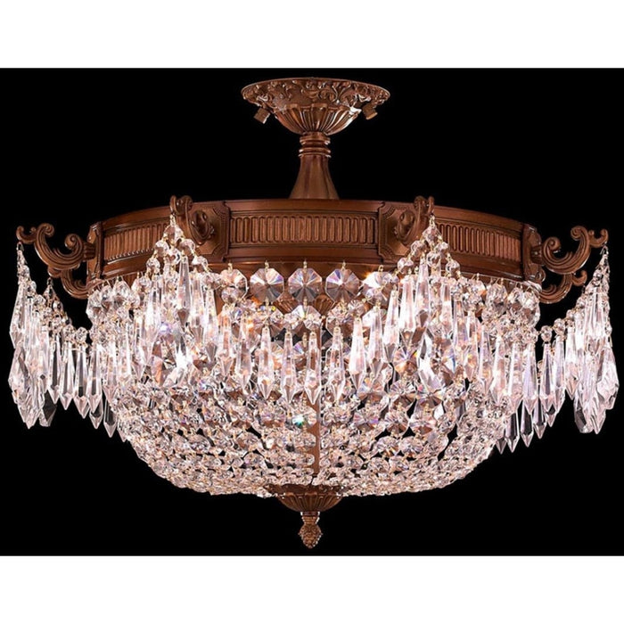 Winchester French Gold Clear Crystal 4 Light Semi-Flushmount - Semi-Flushmounts