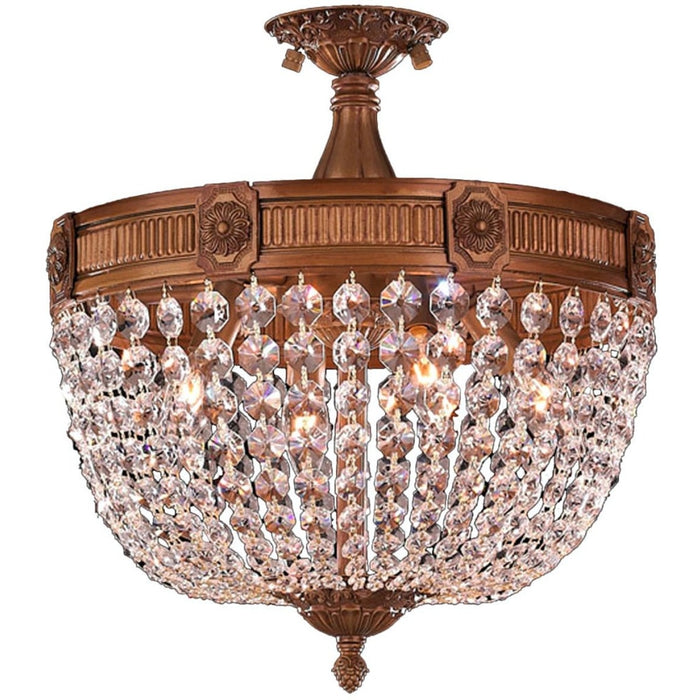 Winchester French Gold Clear Crystal 4 Light Semi-Flushmount - Semi-Flushmounts