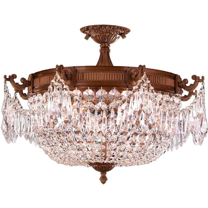 Winchester French Gold Clear Crystal 4 Light Semi-Flushmount - Semi-Flushmounts