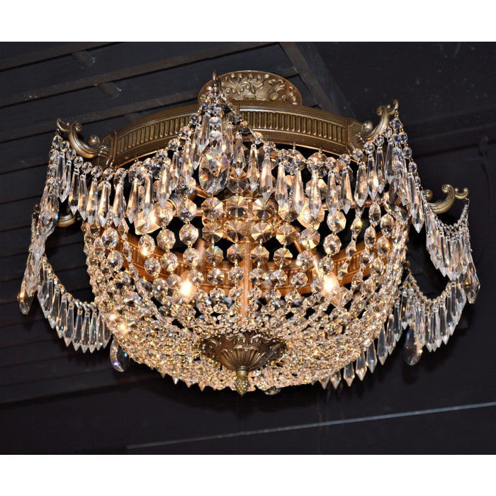 Winchester French Gold Clear Crystal 4 Light Semi-Flushmount - Semi-Flushmounts