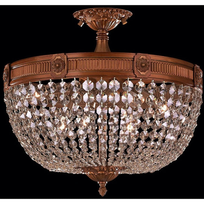 Winchester French Gold Clear Crystal 6 Light Semi-Flushmount - Semi-Flushmounts