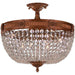 Winchester French Gold Clear Crystal 6 Light Semi-Flushmount - Semi-Flushmounts