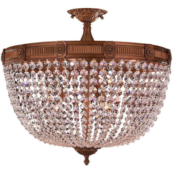 Winchester French Gold Clear Crystal 9 Light Semi-Flushmount - Semi-Flushmounts