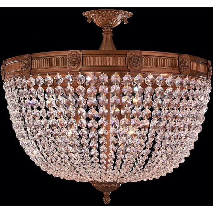 Winchester French Gold Clear Crystal 9 Light Semi-Flushmount - Semi-Flushmounts