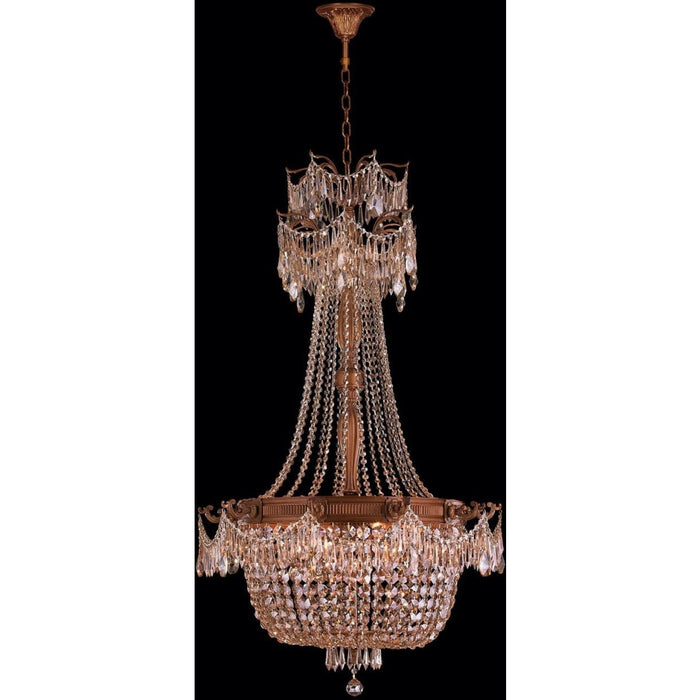 Winchester French Gold Golden Teak Crystal 10 Light Chandelier - Chandeliers
