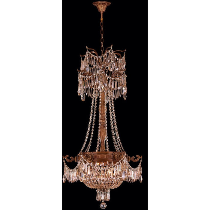 Winchester French Gold Golden Teak Crystal 3 Light Chandelier - Chandeliers