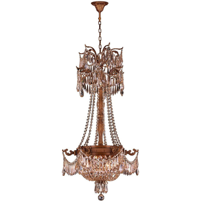 Winchester French Gold Golden Teak Crystal 3 Light Chandelier - Chandeliers