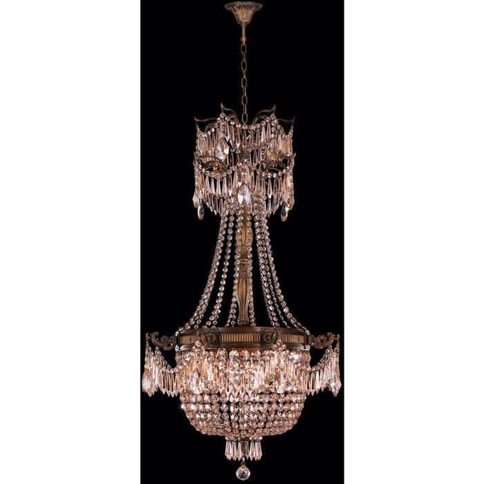 Winchester French Gold Golden Teak Crystal 4 Light Chandelier - Chandeliers