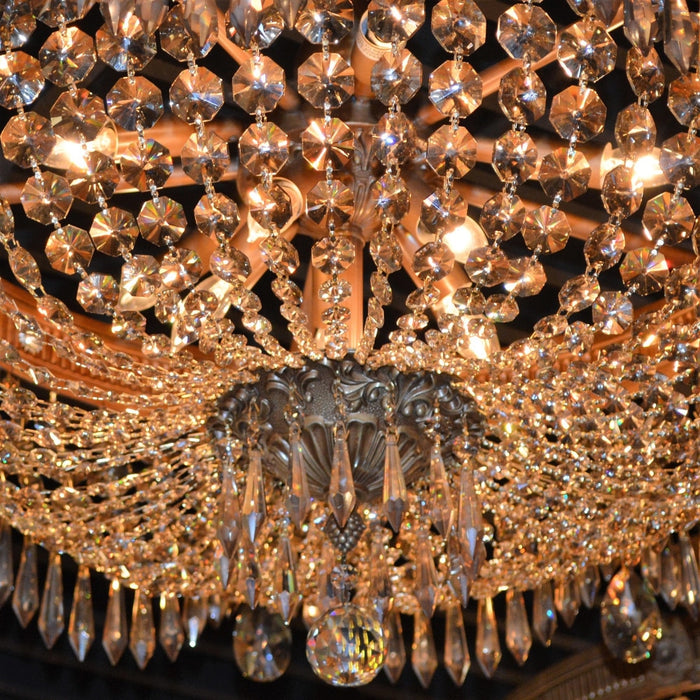 Winchester French Gold Golden Teak Crystal 4 Light Semi-Flushmount - Semi-Flushmounts