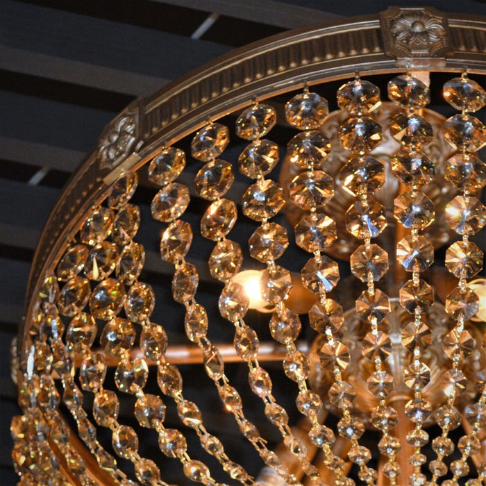 Winchester French Gold Golden Teak Crystal 4 Light Semi-Flushmount - Semi-Flushmounts
