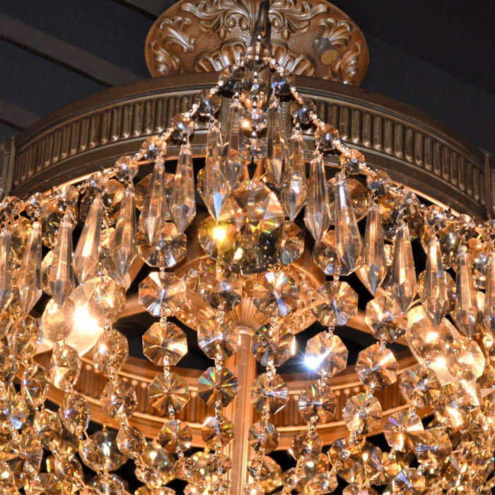 Winchester French Gold Golden Teak Crystal 4 Light Semi-Flushmount - Semi-Flushmounts