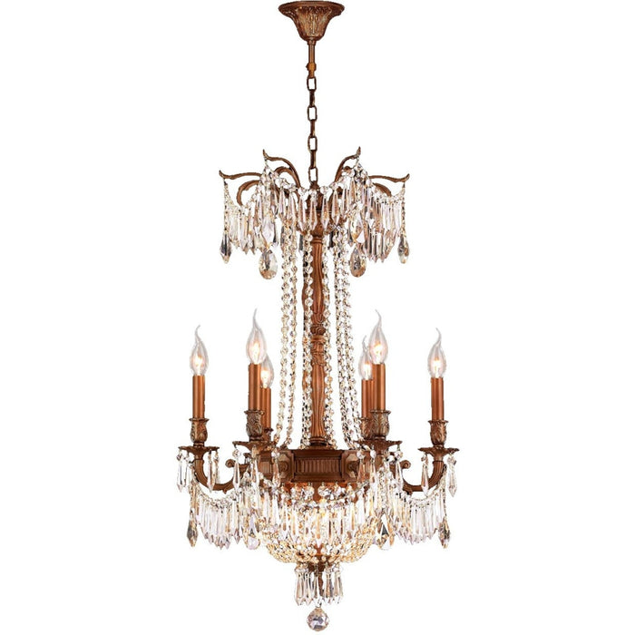 Winchester French Gold Golden Teak Crystal 9 Light Chandelier - Chandeliers