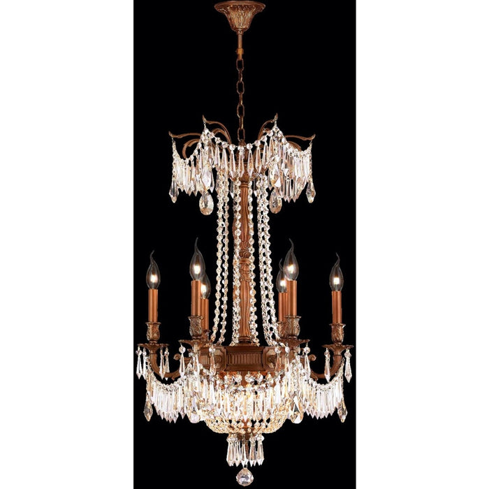 Winchester French Gold Golden Teak Crystal 9 Light Chandelier - Chandeliers
