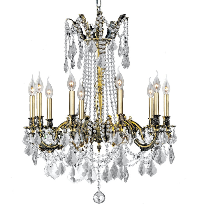 Windsor Antique Bronze Clear Crystal 10 Light Chandelier - Chandeliers