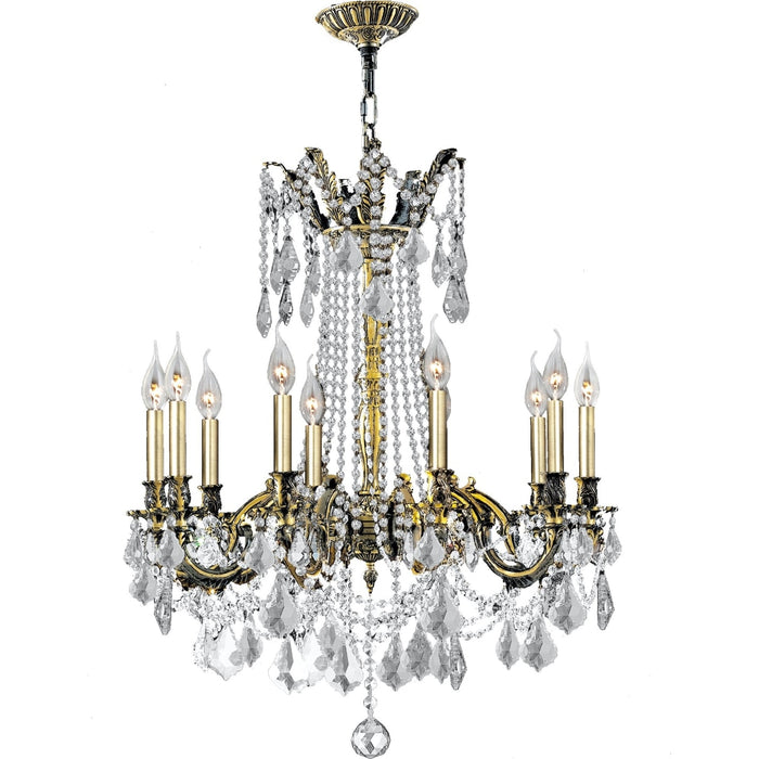 Windsor Antique Bronze Clear Crystal 10 Light Chandelier - Chandeliers