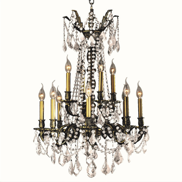 Windsor Antique Bronze Clear Crystal 12 Light Chandelier - Chandeliers