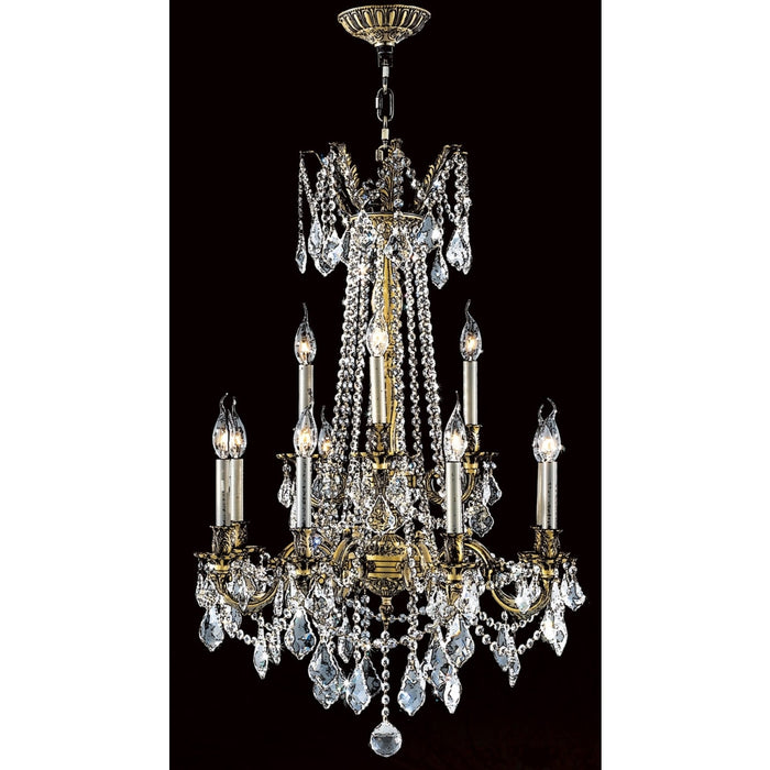 Windsor Antique Bronze Clear Crystal 12 Light Chandelier - Chandeliers