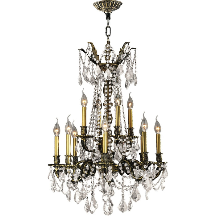 Windsor Antique Bronze Clear Crystal 12 Light Chandelier - Chandeliers