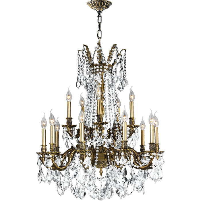 Windsor Antique Bronze Clear Crystal 15 Light Chandelier - Chandeliers