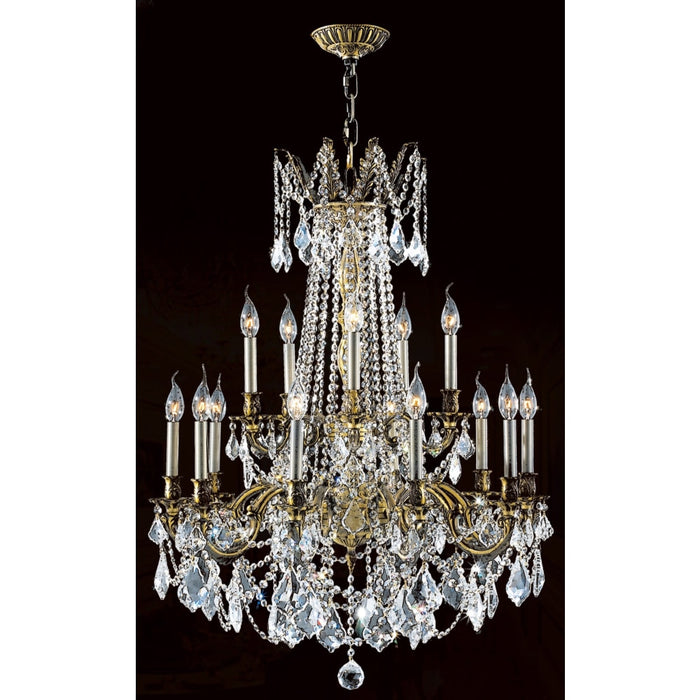 Windsor Antique Bronze Clear Crystal 15 Light Chandelier - Chandeliers