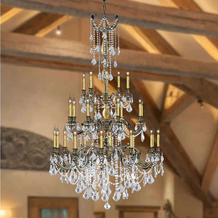 Windsor Antique Bronze Clear Crystal 25 Light Chandelier - Chandeliers