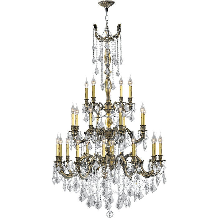 Windsor Antique Bronze Clear Crystal 25 Light Chandelier - Chandeliers