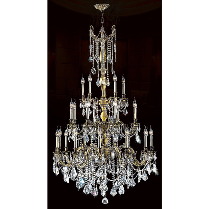 Windsor Antique Bronze Clear Crystal 25 Light Chandelier - Chandeliers