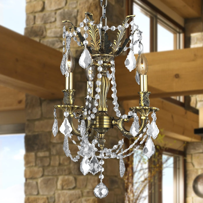 Windsor Antique Bronze Clear Crystal 3 Light Chandelier - Chandeliers