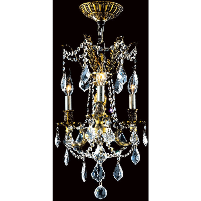 Windsor Antique Bronze Clear Crystal 3 Light Chandelier - Chandeliers