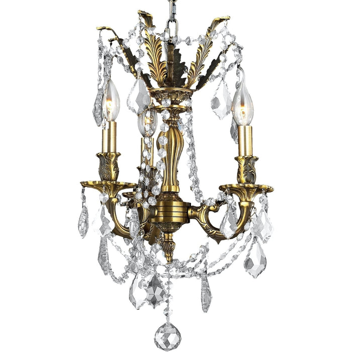 Windsor Antique Bronze Clear Crystal 3 Light Chandelier - Chandeliers