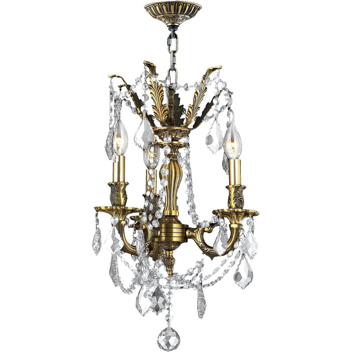 Windsor Antique Bronze Clear Crystal 3 Light Chandelier - Chandeliers