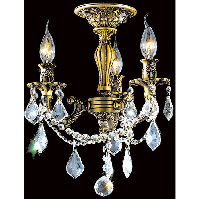 Windsor Antique Bronze Clear Crystal 3 Light Semi-Flushmount - Semi-Flushmounts