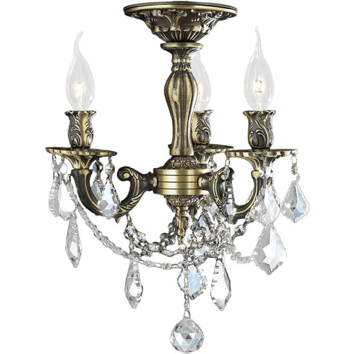 Windsor Antique Bronze Clear Crystal 3 Light Semi-Flushmount - Semi-Flushmounts