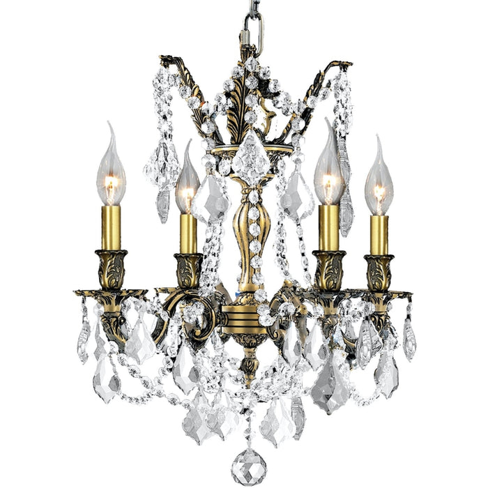 Windsor Antique Bronze Clear Crystal 4 Light Chandelier - Chandeliers
