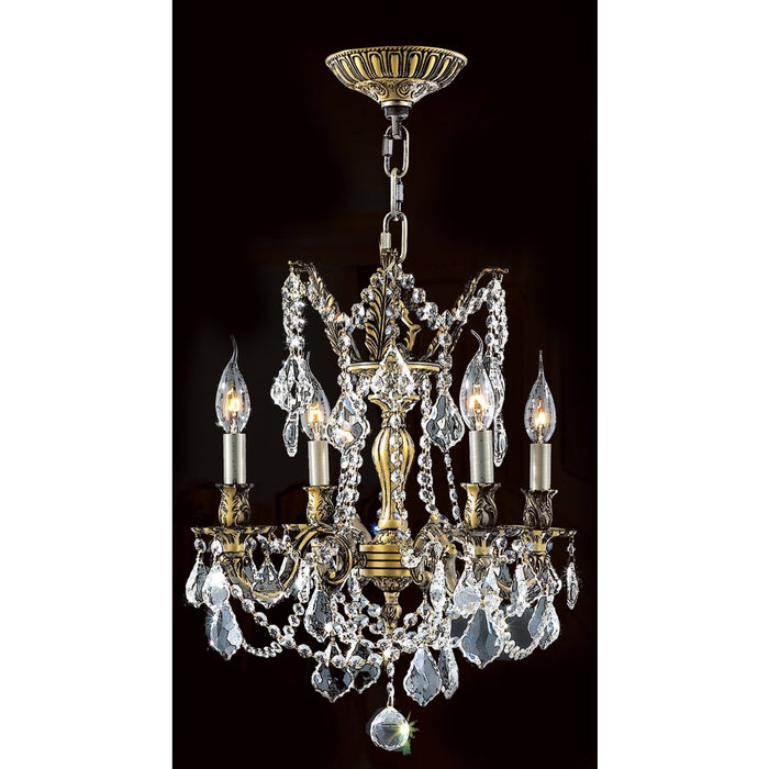 Windsor Antique Bronze Clear Crystal 4 Light Chandelier - Chandeliers